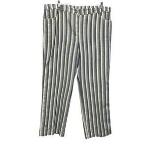 Chico's Pants Womens Size 3.5 (L/18) Blue White Stripe Lagenlook Wide Leg Casual